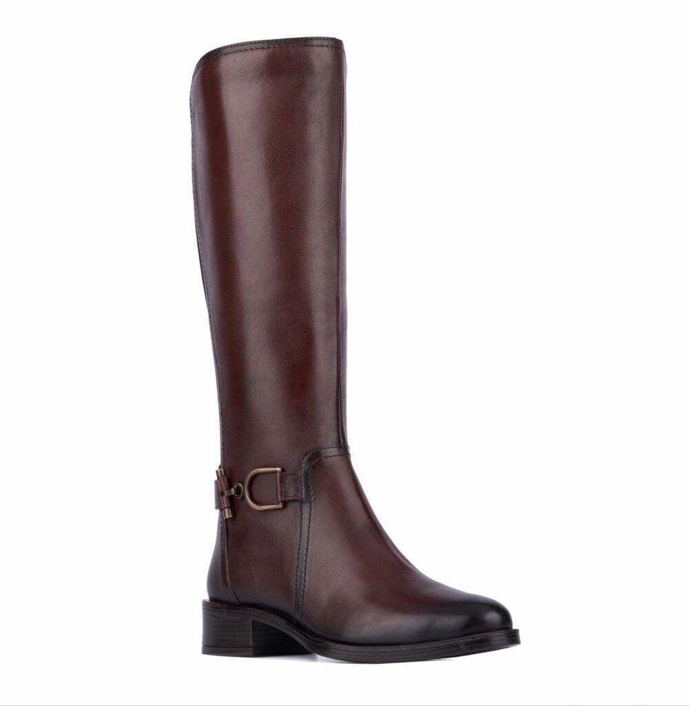 Vintage Foundry Co $291 Hortense Leather Tall Riding Boots brown Womens 7.5 NEW
